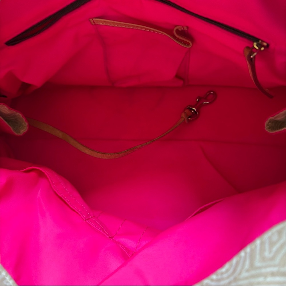 Canvas Tote Bag with Leather Trim - Beige - Picture 16 of 16